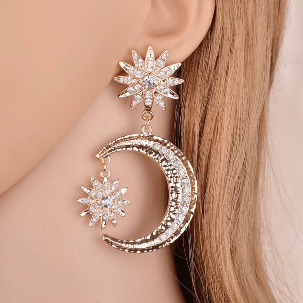 ❤️ New Luxury Sun Moon Stars Drop Earrings